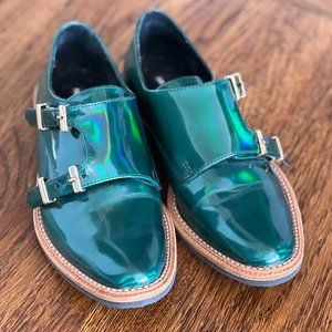 Miista - Victoria Brogue in Iridescent Green
